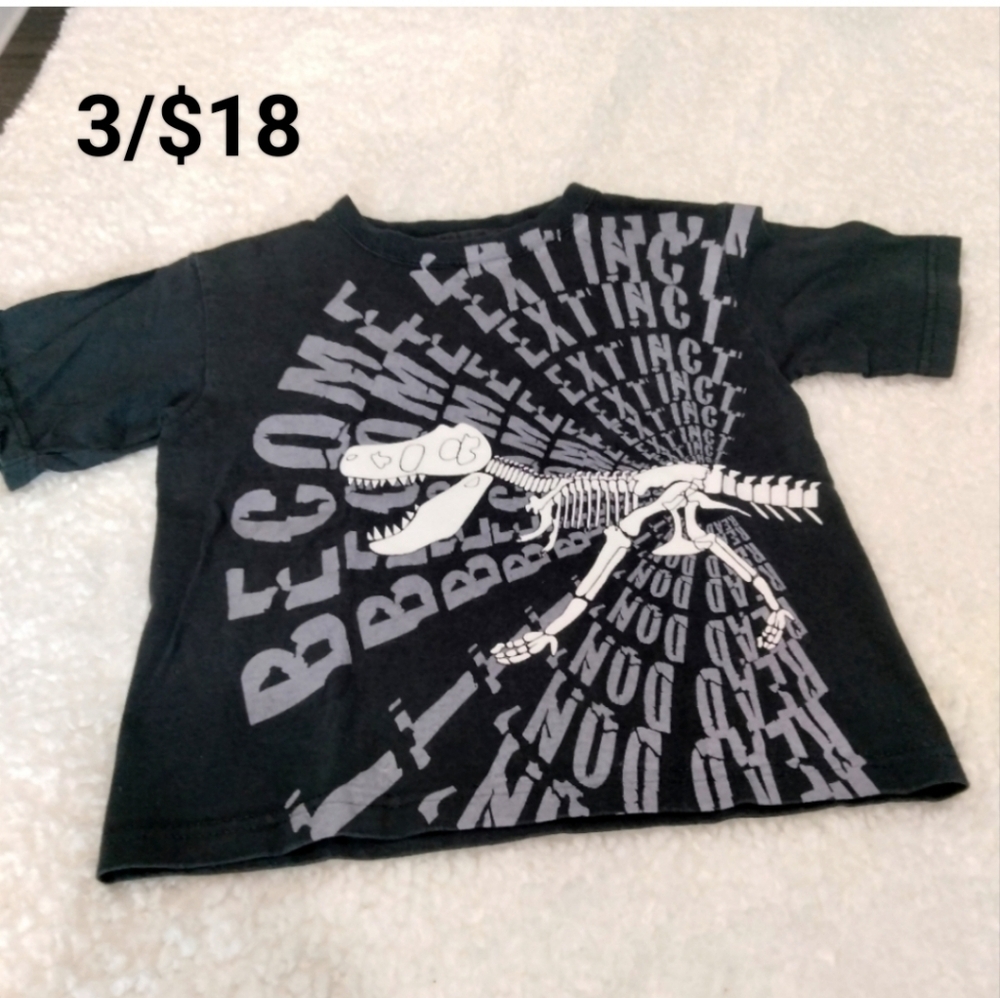 Glow in the dark dinosaur skeleton extinct shirt toddler size 4